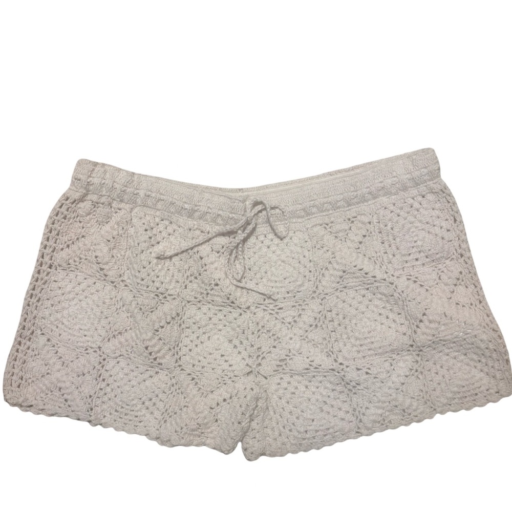 Lucky Brand Cream Crochet Lounge Summery Bohemian Shorts 💯% Cotton Size Medium